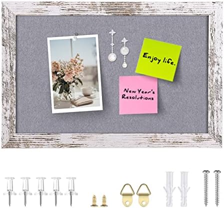Gray Felt Bulletin Board with White Wood Frame
