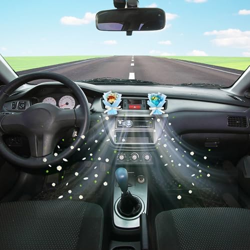 Square John Flower Clips For Car Vent 2pcs Dried Flower Set Blue
