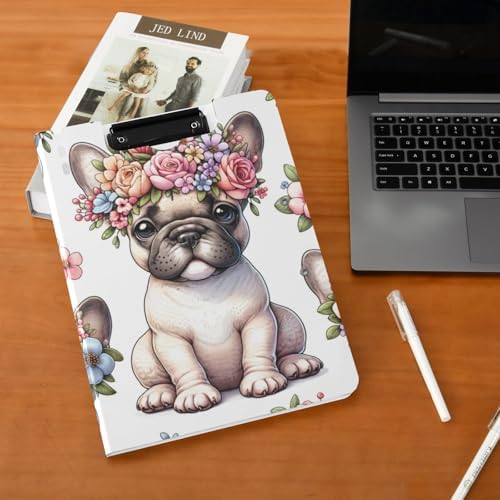 French Bulldog Flower Crown Clipboard A4 Size Waterproof Folder