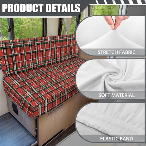 RV Dinette Cushion Covers with Christmas Red Plaid
