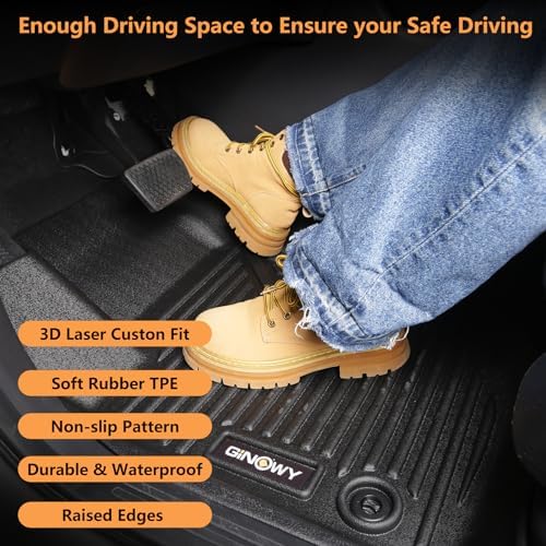GINOWY Floor Mats for Honda Ridgeline 2017-2025 Black