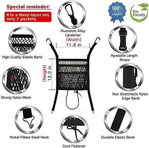 AMEIQ 3 Layer Car Seat Organizer with Pet Barrier and Purse Holder