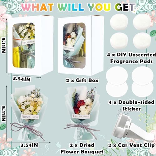 Square John 2pcs Mini Flower Bouquet Car Air Freshener Set