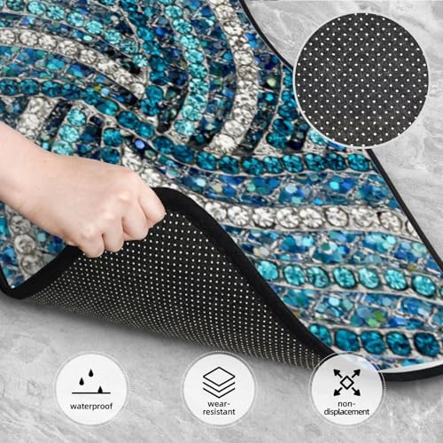 Bohemian Silver Grey Turquoise Blue Car Floor Mats 4-Piece Set