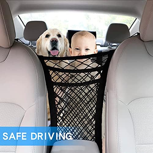 3-Layer Car Seat Back Net Organizer with 4 Straps and Hooks