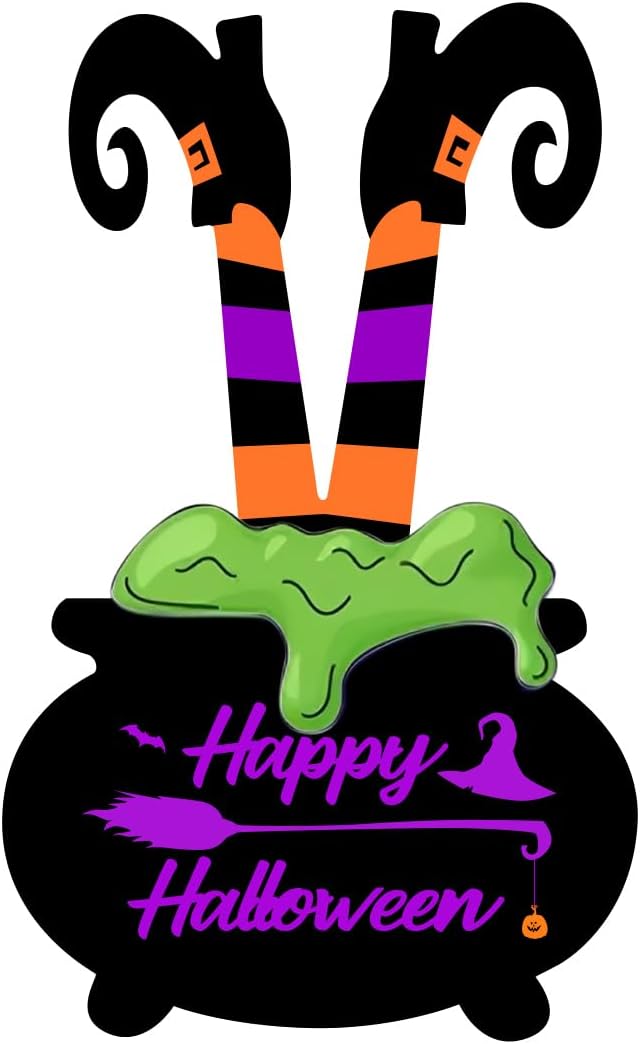Halloween Witch Legs Welcome Door Sign Decor