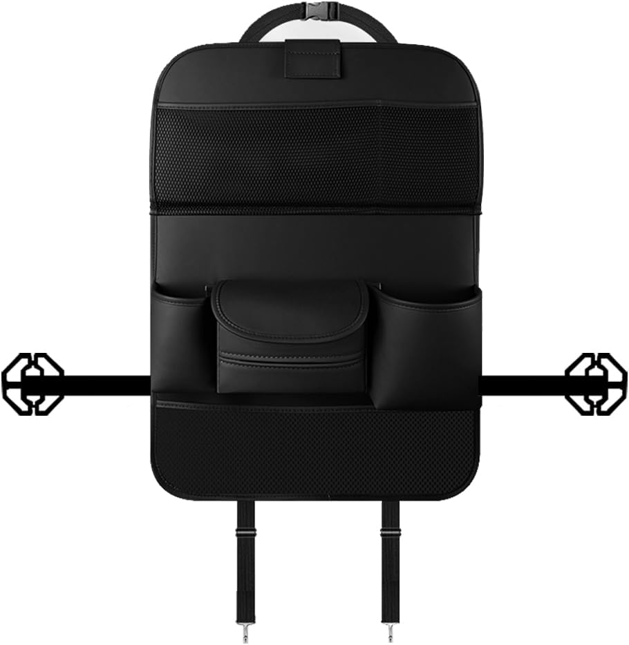 2PCS Car Backseat Organizer with Foldable Table Tray and Kick Mats