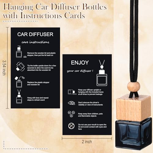 100pcs Square Black Glass Diffuser Bottles with Lanyards and Instruction Cards