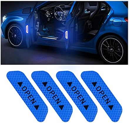 4PCS Blue Reflective Warning Stickers for Car Door