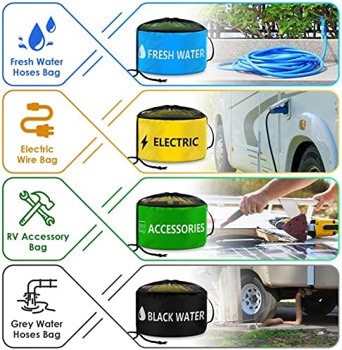 ERKOON 4-Pack Waterproof RV Hose Storage Bags