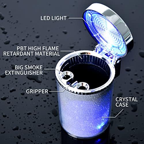 Car Ashtray 2-Pack with LED Light and Lid