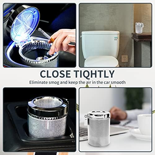 Car Ashtray 2-Pack with LED Light and Lid