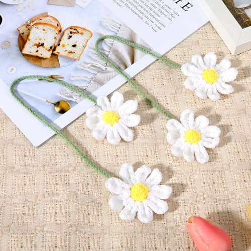 Cute Crochet Daisy Car Decor for Women