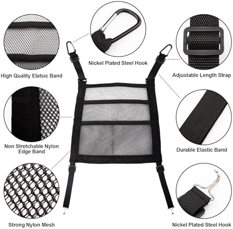 VEHIRIE 3-Layer Seat Back Organizer Black 118x118 Inch