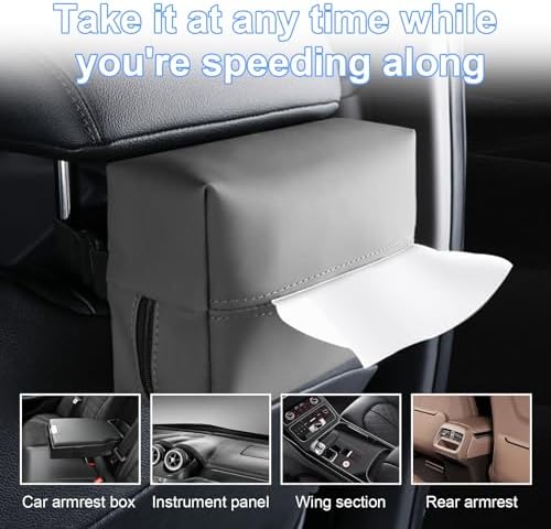 Augeny Car Tissue Holder with Adjustable Elastic Band