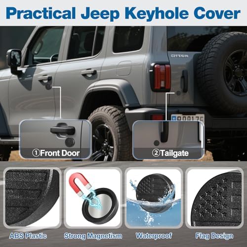 Magnetic Keyhole Covers for Jeep Wrangler JL 2018-2025 Black