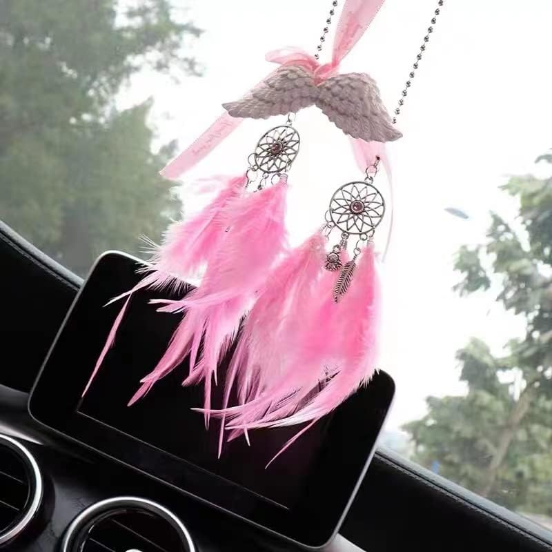 Dream Catcher Car Mirror Decor for Women Pink