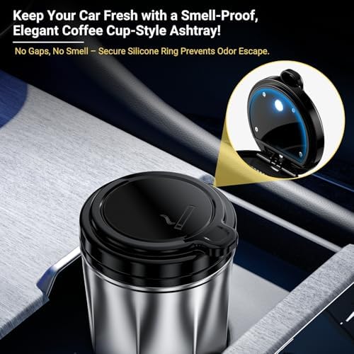Car Ashtray with Lid and LED Light