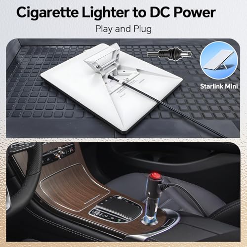Starlink Mini Power Cable with Switch for Cigarette Lighter 10FT Waterproof 18AWG
