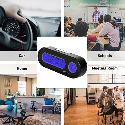 Fahrenheit Temperature Car Clock with Blue Backlight 2-in-1