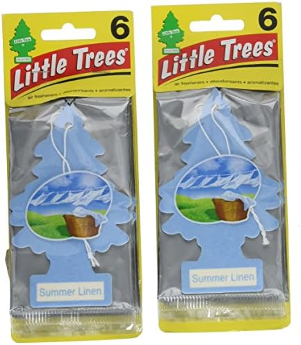 Little Trees Cardboard Hanging Car Air Freshener Summer Linen Pack of 12