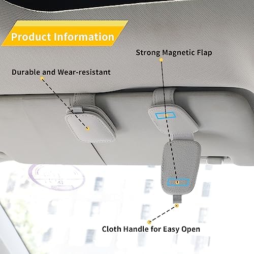 Yuoyar Magnetic Sunglass Holder 4Pcs Silver Grey
