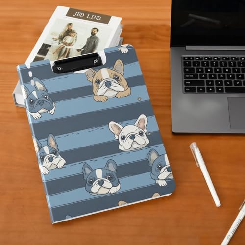Kcldeci Clipboards Folder with French Bulldog Stripes