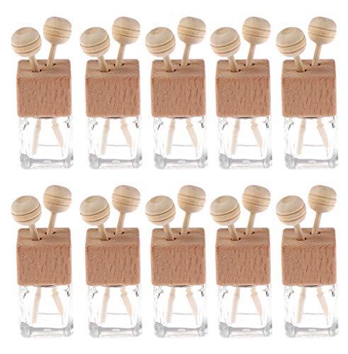 10 Pack Clear Glass Air Freshener Diffuser with Clip and Wooden Caps