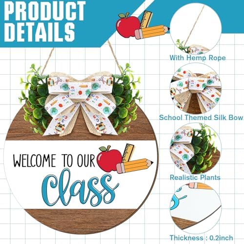 Welcome Classroom Door Sign 118 Inch Decor Wreath Hanger