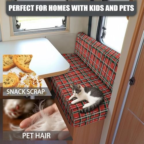 RV Dinette Cushion Covers with Christmas Red Plaid