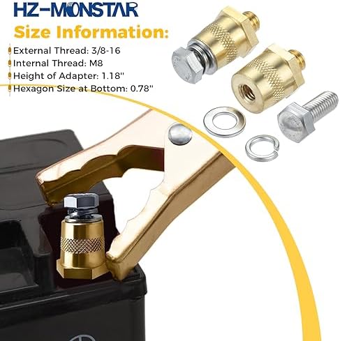 HZ-MONSTAR Battery Terminal Adaptor Kit 2Pcs 38-16 Thread