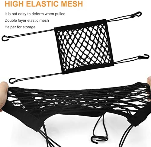 2PCS High Elastic Motorcycle Bungee Cargo Net with Adjustable Hooks