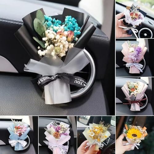Blue Mini Dried Flower Car Air Freshener Vent Clip