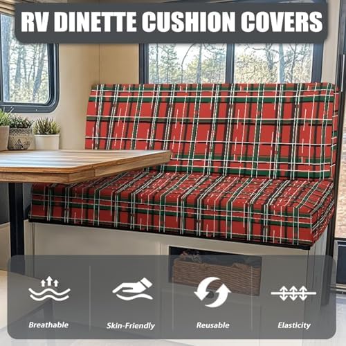 RV Dinette Cushion Covers with Christmas Red Plaid