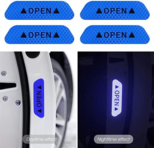 4PCS Blue Reflective Warning Stickers for Car Door