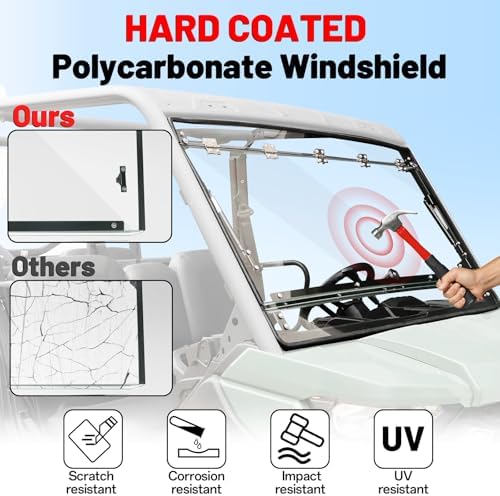 StarknightMT Flip Windshield for Can-Am Defender 2016-2024