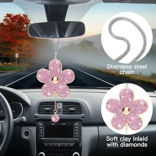 Soleebee Pink Crystal Rhinestone Car Hanging Ornament