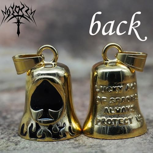 Gold Lucky Ace of Spades Biker Bell Keychain
