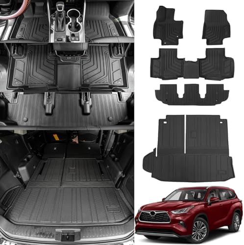 Bomely Floor Mats for 2020-2025 Toyota Highlander 7 Seats
