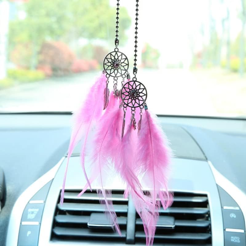 Dream Catcher Car Mirror Decor for Women Pink