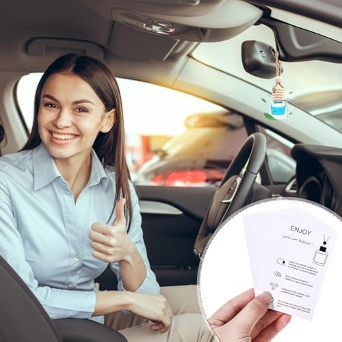 100pcs Clear Glass Car Diffuser Bottles with Lanyard and Instruction Cards
