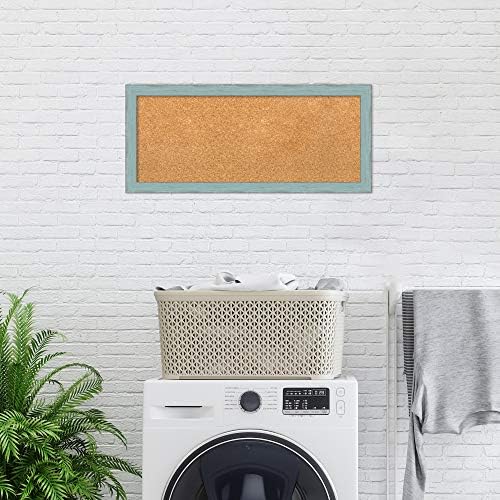 Amanti Art 14x32 Corkboard with Blue Wood Frame