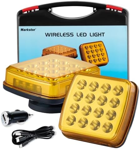 Markstor Wireless LED Road Flares Amber Emergency Strobe Lights