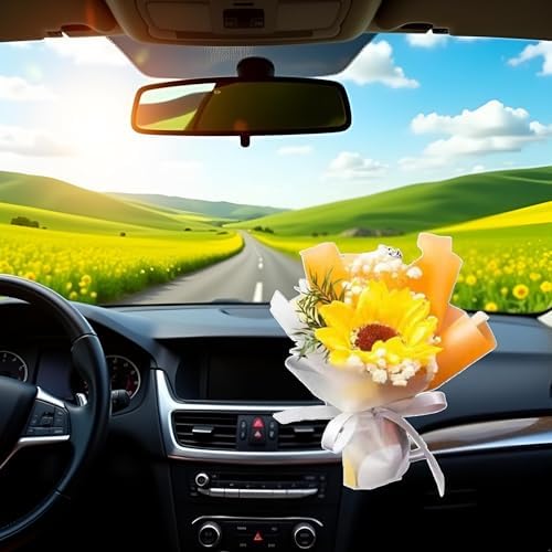 Yellow Mini Dried Flower Car Air Freshener Vent Clip