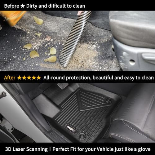 GINOWY Floor Mats for Honda Ridgeline 2017-2025 Black