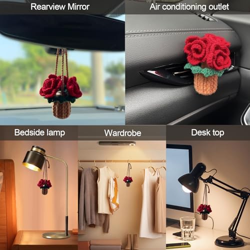 Mevolf Crochet Air Freshener with Cute Potted Plants