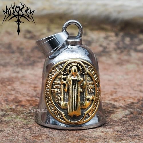 Saint Benedict Crucifix Motorcycle Bell Keychain with Hanger