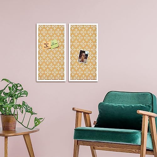 White Floral Cork Board with Wooden Frame