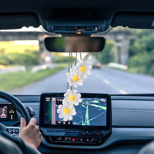 Cute Crochet Daisy Car Decor for Women