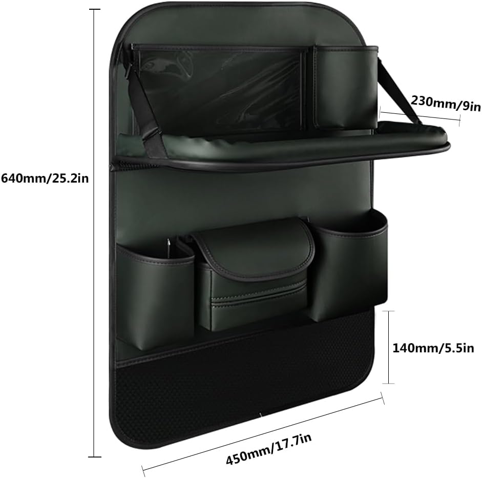 2PCS Car Backseat Organizer with Foldable Table Tray and Kick Mats
